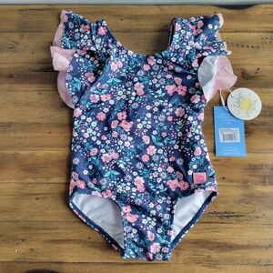 NWT Rufflebutts 3T Girls Butterfly Sleeve One Piece Swimsuit ~ Moonlit Meadow
